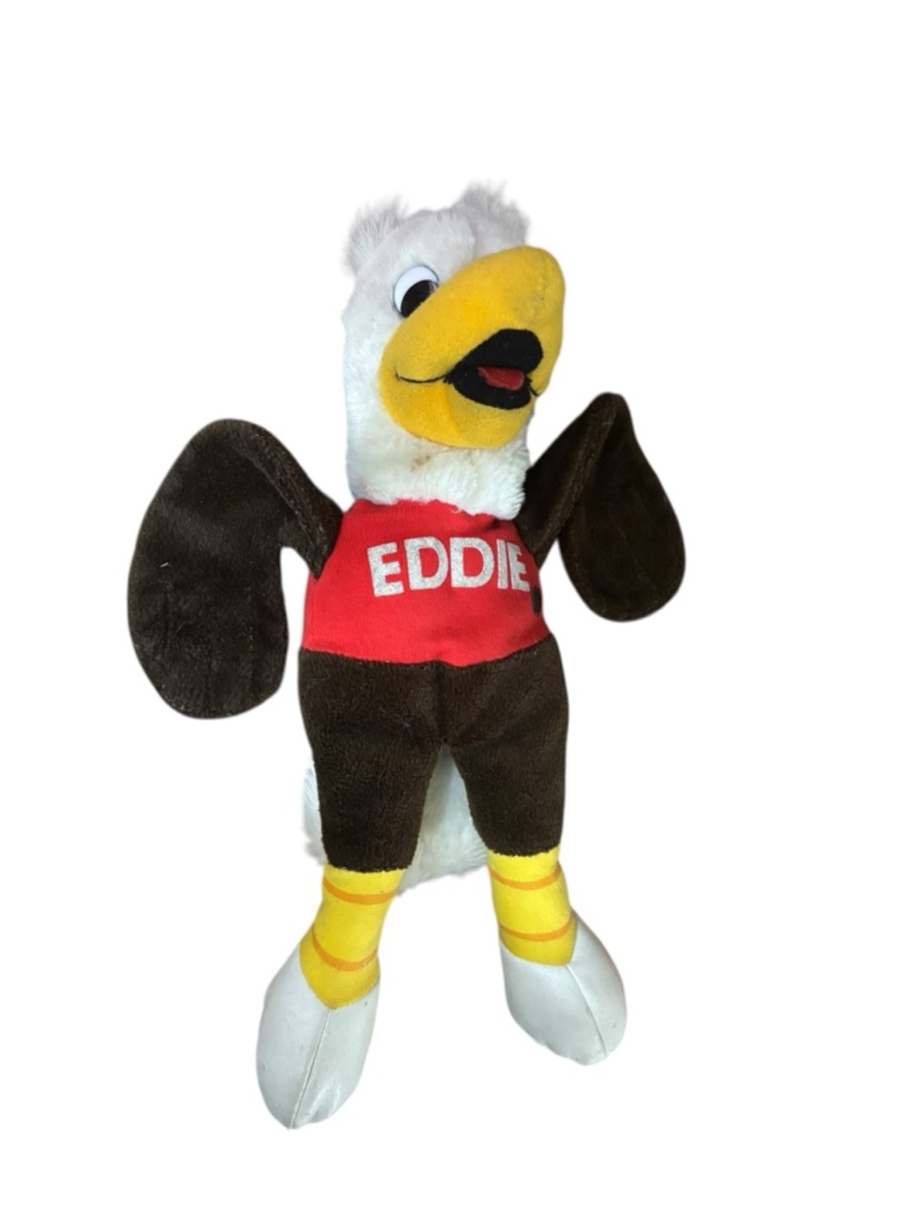 Eddie Plush Bird Toy - White, Brown, Yellow, Red nra vintage